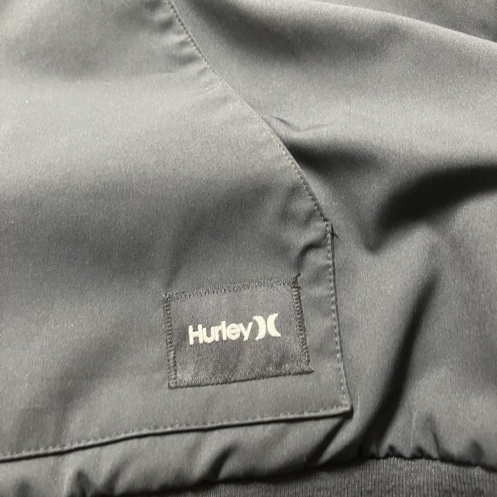 Hurley Men's Large Black Zip Up Jacket with Hood Reflective Logo Lightweight - Picture 2 of 10